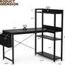 100x80 cm L Shaped Gaming Desk with Reversible Storage Shelves Computer Home Office Corner Study Writing Table Hutch Black Image 3