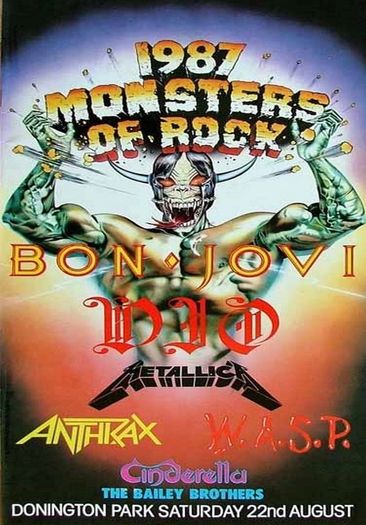 Bon Jovi Vintage Concert Poster Monsters Of Rock Donington Park UK August 22nd 1987 Replica