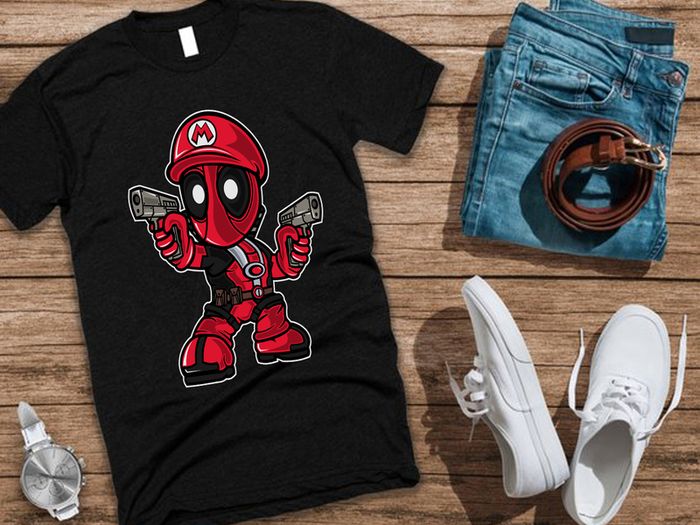 Mario deadpool t-shirt mario t-shirt deadpool t-shirt cool funny t-shirt