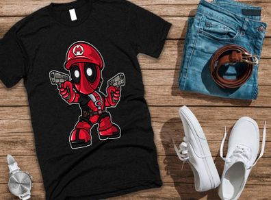 Mario deadpool t-shirt mario t-shirt deadpool t-shirt cool funny t-shirt