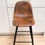 4 kitchen stools coffee faux leather and black legs Image 3