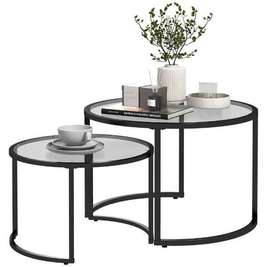 2-Piece Nesting Glass Coffee Table Set
