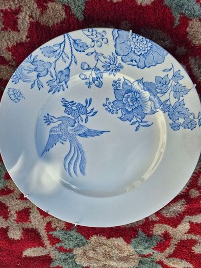 Vintage Burleigh Blue Asiatic Pheasants Plates (Set of 3)
