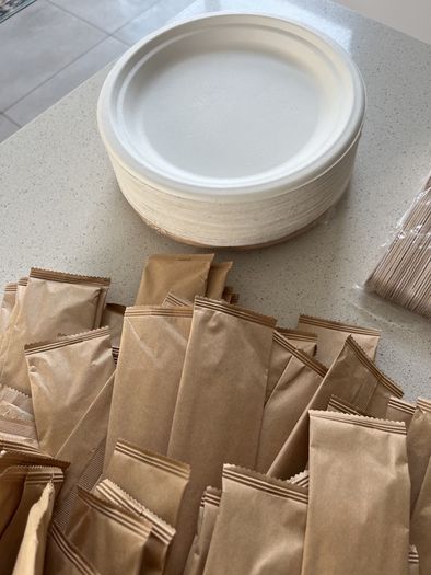 Catering Party Supplies Wooden Cutlery Paper Plates