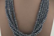 Vintage African white Stripe Black 7.0mm - 7.3mm Glass Beads Necklace