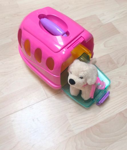 Kids pet carrier case with puppy teddy