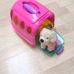 Kids pet carrier case with puppy teddy
