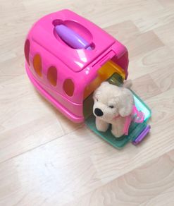 Kids pet carrier case with puppy teddy