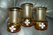 Vintage 3 Gilded Cherry Goblets. Bohemian Glass. Czechoslovakia
