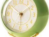 Small Desk Clock, Retro Bedroom Table Vintage Analog Alarm Clock, Silent Non-Ticking Gold Clock, Bedside Decor Aesthetic (Green)