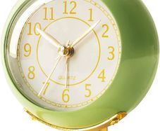 Small Desk Clock, Retro Bedroom Table Vintage Analog Alarm Clock, Silent Non-Ticking Gold Clock, Bedside Decor Aesthetic (Green)