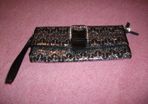 Bay black/silver clutch zip buckle bag + Purse