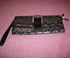 Bay black/silver clutch zip buckle bag + Purse