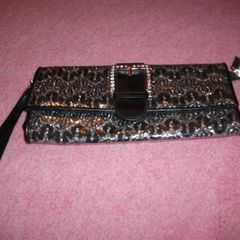Bay black/silver clutch zip buckle bag + Purse