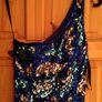Stunning One shoulder Blue/multi coloured sequin dress with cut out detail on back Image 2
