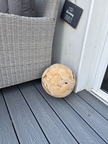 Decorative teak garden sphere