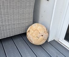 Decorative teak garden sphere