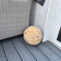 Decorative teak garden sphere