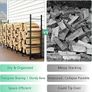 2.44m Outdoor Firewood Rack for Fireplace, Heavy Duty Steel Log Holder, Indoor Wood Pile Storage Organizer, Adjustable Stacker Stand,  Black Image 7