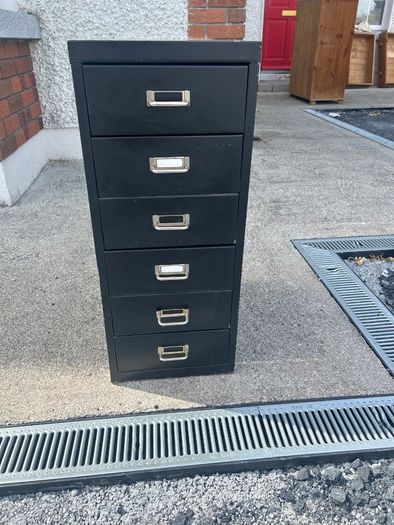 Vintage metal cabinet with drawers