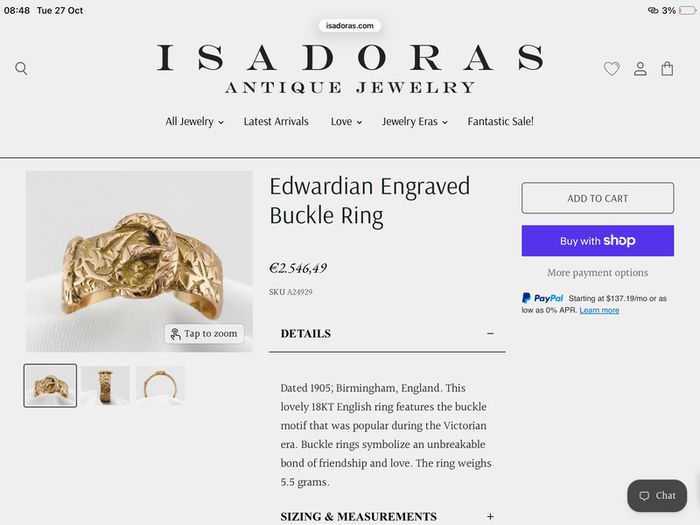 18ct Gold Buckle Ring - Size K