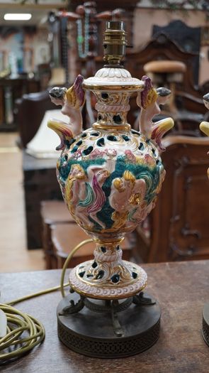 Pair of Mid-Century Italian Capodimonte Angel Table Lamps