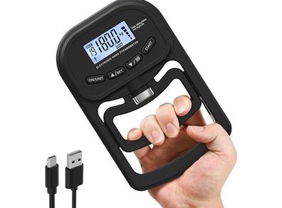 Grip Strength Tester 265Lbs/120Kg Digital Hand Dynamometer Grip Strength Meter USB LCD Screen Hand Grip for Power Training Sport