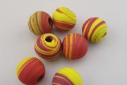Vintage African Style yellow Red Glass Lot of 7