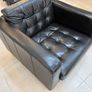 Black Leather Armchair and Matching Ottoman Footstool Image 4