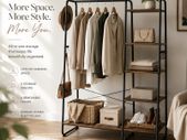Clothes Rack with Shelves & Hooks Open Wardrobe Storage Organiser