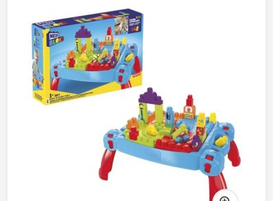 mega blocks table, blocks and car