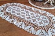 Crocheted oval table cloth