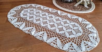 Crocheted oval table cloth