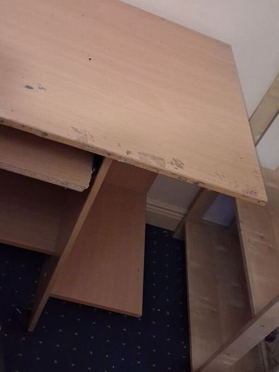 Large Natural Computer Desk without Keyboard Desk & Storage Shelves
