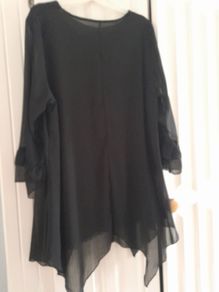 Sheer Asymmetrical Black Tunic