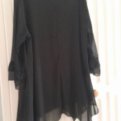 Sheer Asymmetrical Black Tunic