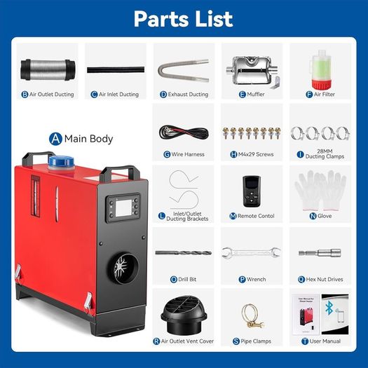All in One Diesel Heater 5kw, 8kw. LCD.