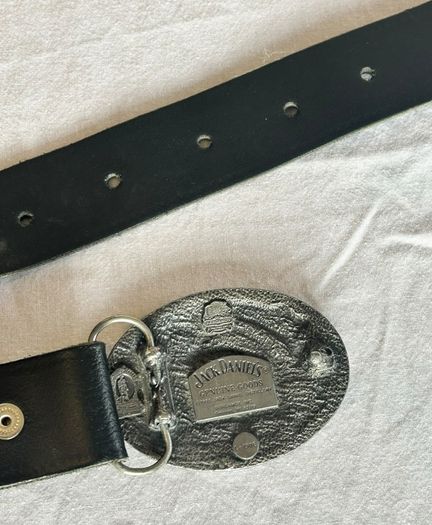 Vintage Jack Daniel's White Rabbit Saloon Belt Buckle + Leather Belt - 1970s