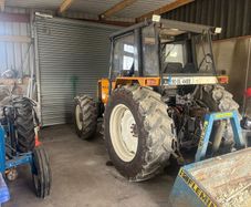 Renault tractor 90 34 steel tipping trailer low lo