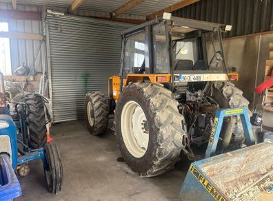 Renault tractor 90 34 steel tipping trailer low lo