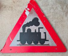 Puffing Billy railway level crossing warning sign