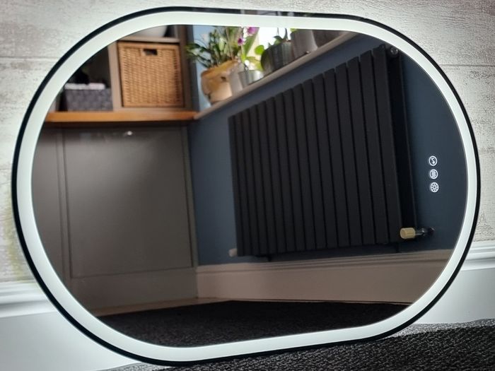 LED Bathroom Mirror Oval 60x90cm Bluetooth Speakers Antiifog Demister