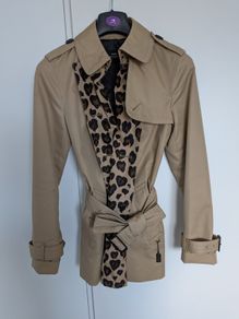 Coach coat with leather print