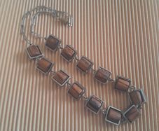 NECKLACE - Vintage - Stainless Steel & Wood