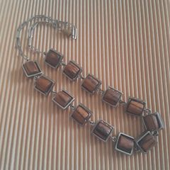 NECKLACE - Vintage - Stainless Steel & Wood