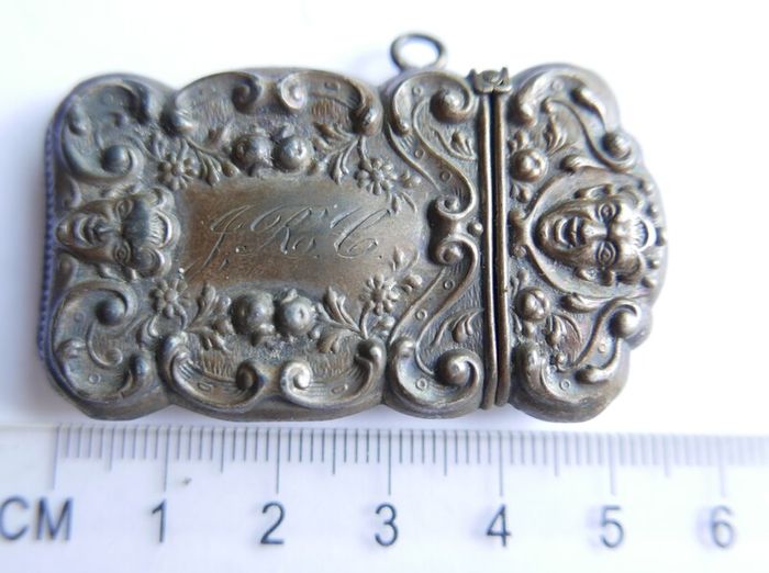 RARE!! Antique Sterling Silver Engraved Matchbox Pendent MATCH SAFE Vesta Case - Late 1800s