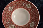 Vintage Chinese Porcelain 3 Piece Set Jingdezhen Red Family Rose