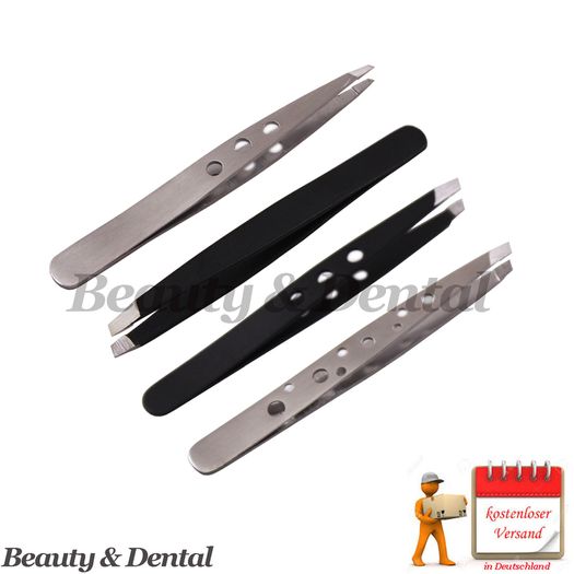4x Eyebrow tweezers Hair Beauty Slanted Stainless Steel Tweezer Tool