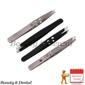 4x Eyebrow tweezers Hair Beauty Slanted Stainless Steel Tweezer Tool
