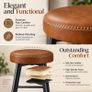 Set of 2 Swivel Bar Stools Brown Faux Leather & Black Steel Image 3